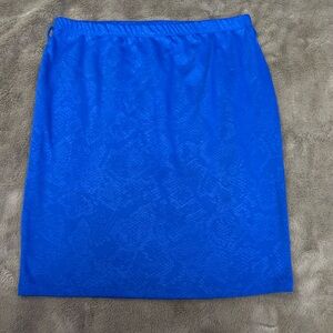 Women's Electric Blue Pencil Skirt with Subtle Jacquard Texture